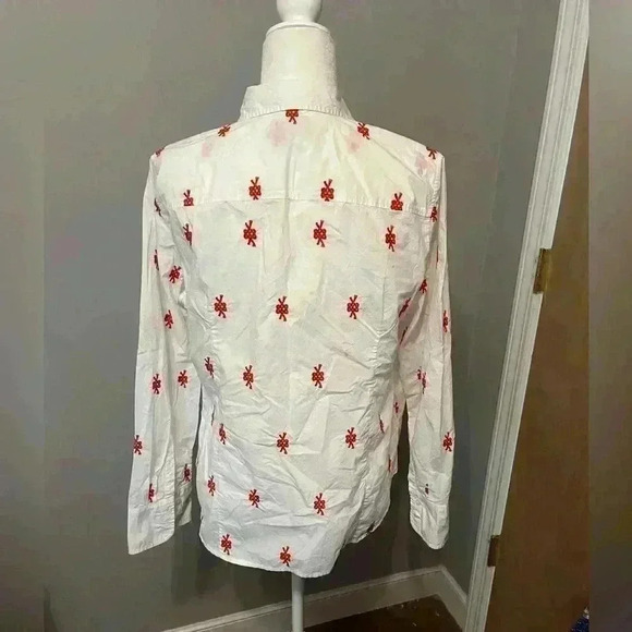 J. Crew Cotton Poplin Slim Perfect Shirt with Knot Embroidery Size 16 - Picture 4 of 8